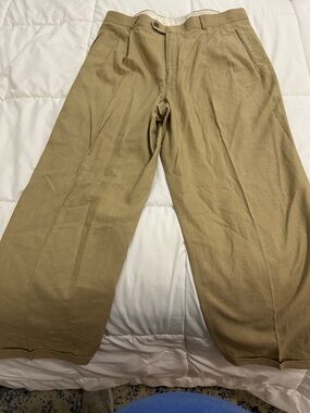 Louis Raphael Tan Pleated Chinos